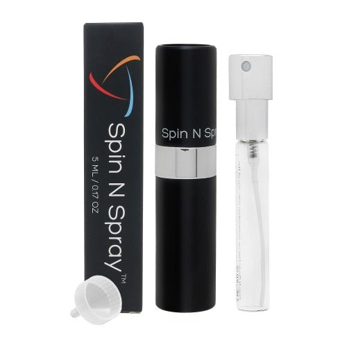 Spin N Spray Black Atomizer â€” Unisex â€” Empty Refillable Atomizer â€” 0.17 oz