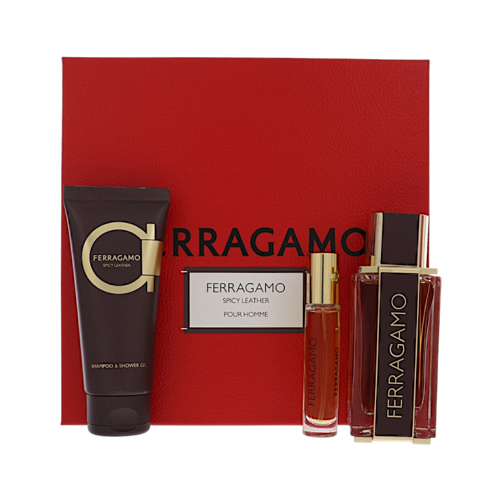 Salvatore Ferragamo Spicy Leather Gift Set for Men â€” 3pc set