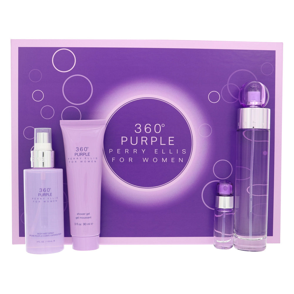 Perry Ellis 360 Purple Gift Set for Women â€” 4pc set