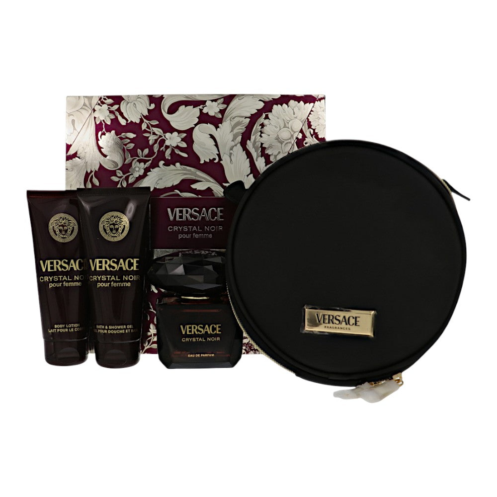 Versace Crystal Noir Gift Set for Women â€” 4pc set with Makeup Case