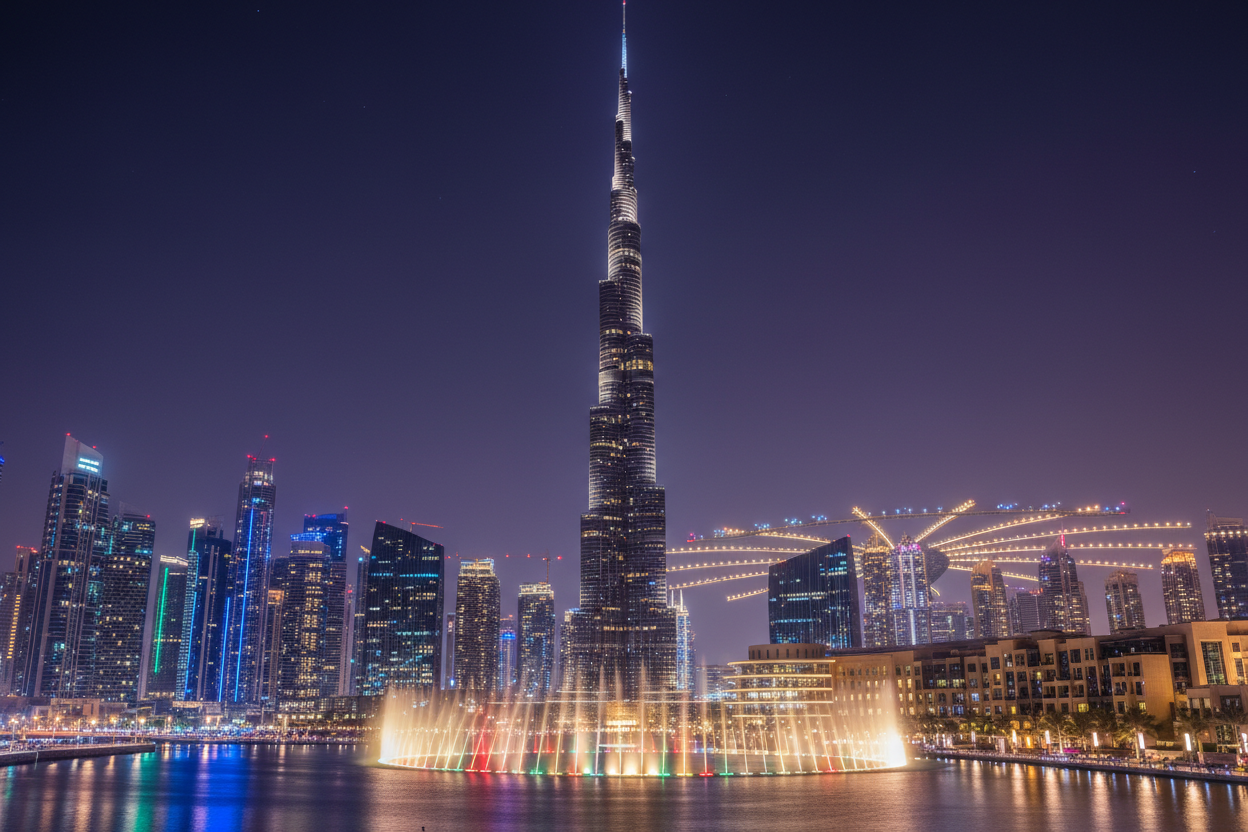 i want a 4k definition picture of Dubai at night time something gorgeous
