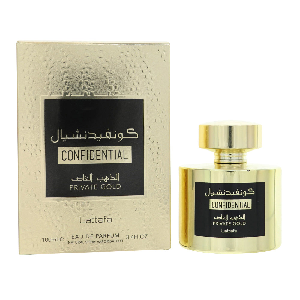 Lattafa Confidential Private Gold Eau de Parfum for Men â€” 3.4 oz